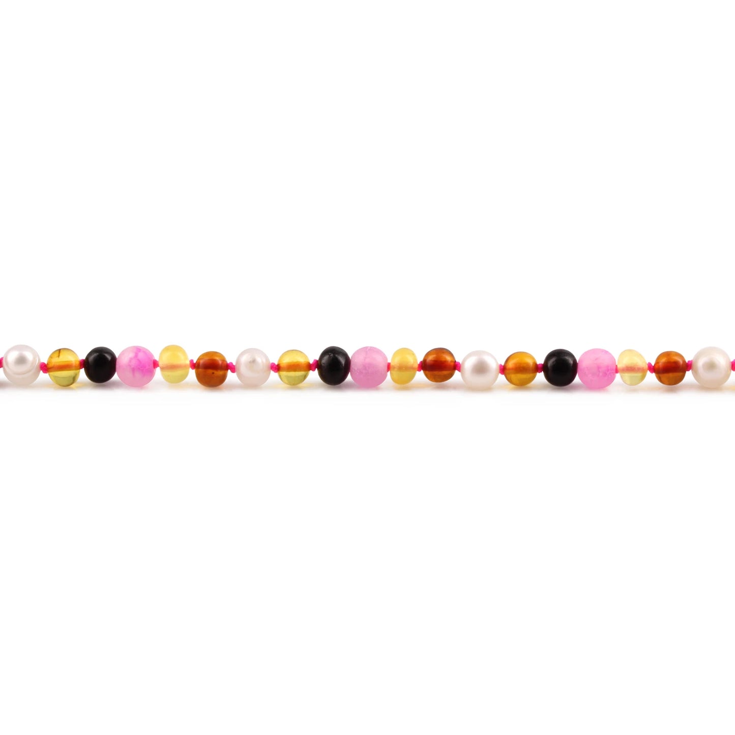 KALUNG AMBER DENGAN PINK FROST AGATE & PEARL UNTUK JUNIOR. JN98-P
