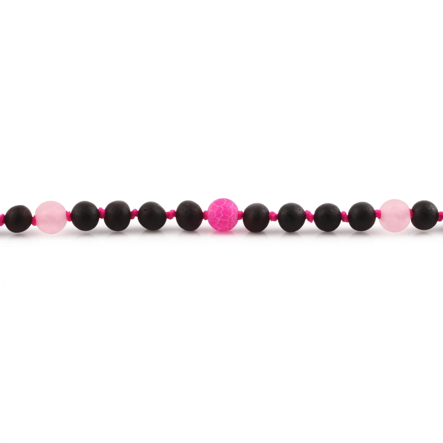GELANG BAYI AMBER DENGAN PINK FROST AGATE. LE548