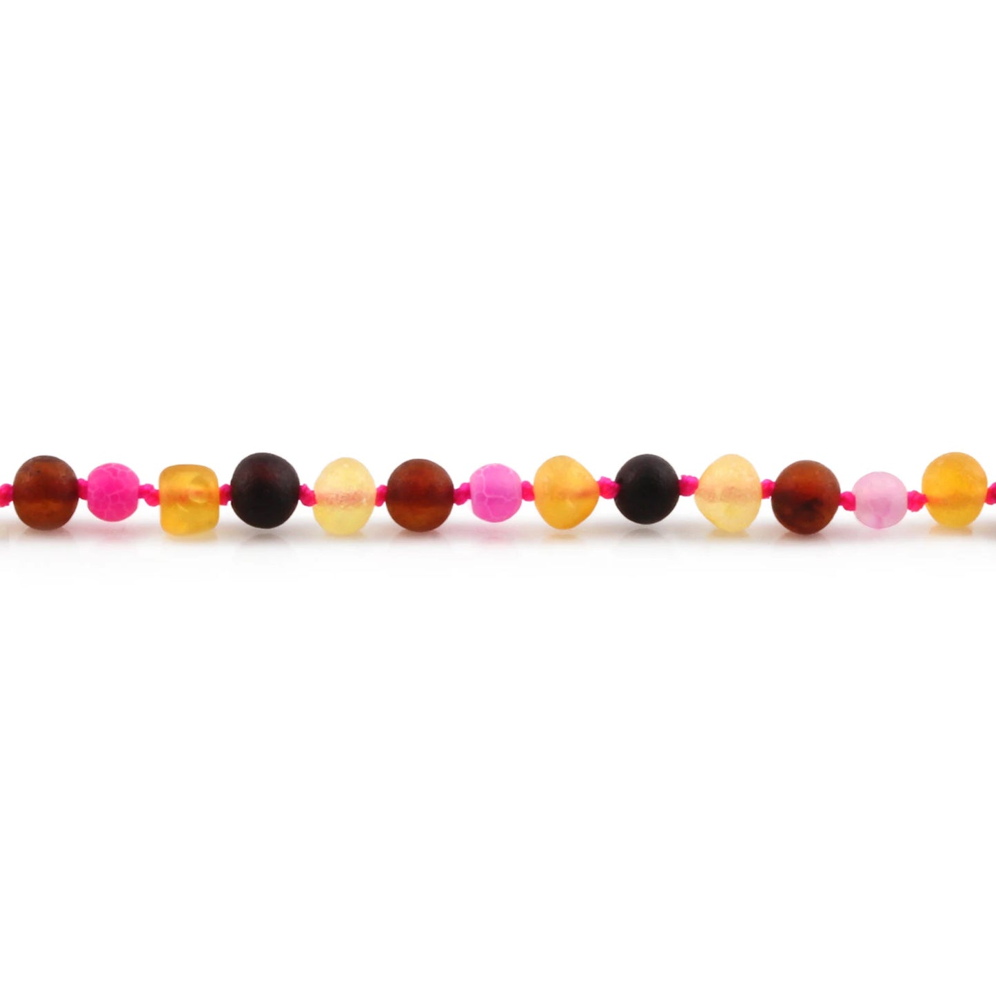 GELANG BAYI AMBER DENGAN PINK FROST AGATE. LE562