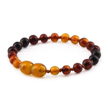 GELANG AMBER BAYI RAINBOW BROWN GLOSSY 14CM. 5X5MM