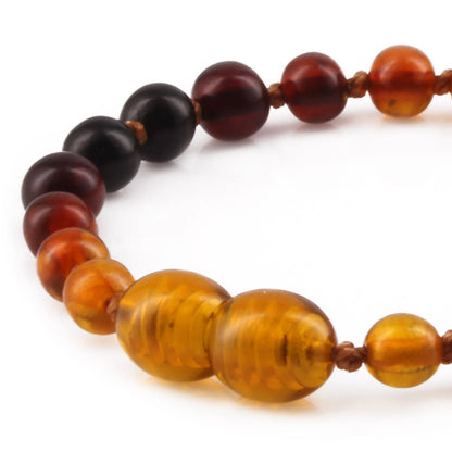 GELANG AMBER BAYI RAINBOW BROWN GLOSSY 14CM. 5X5MM