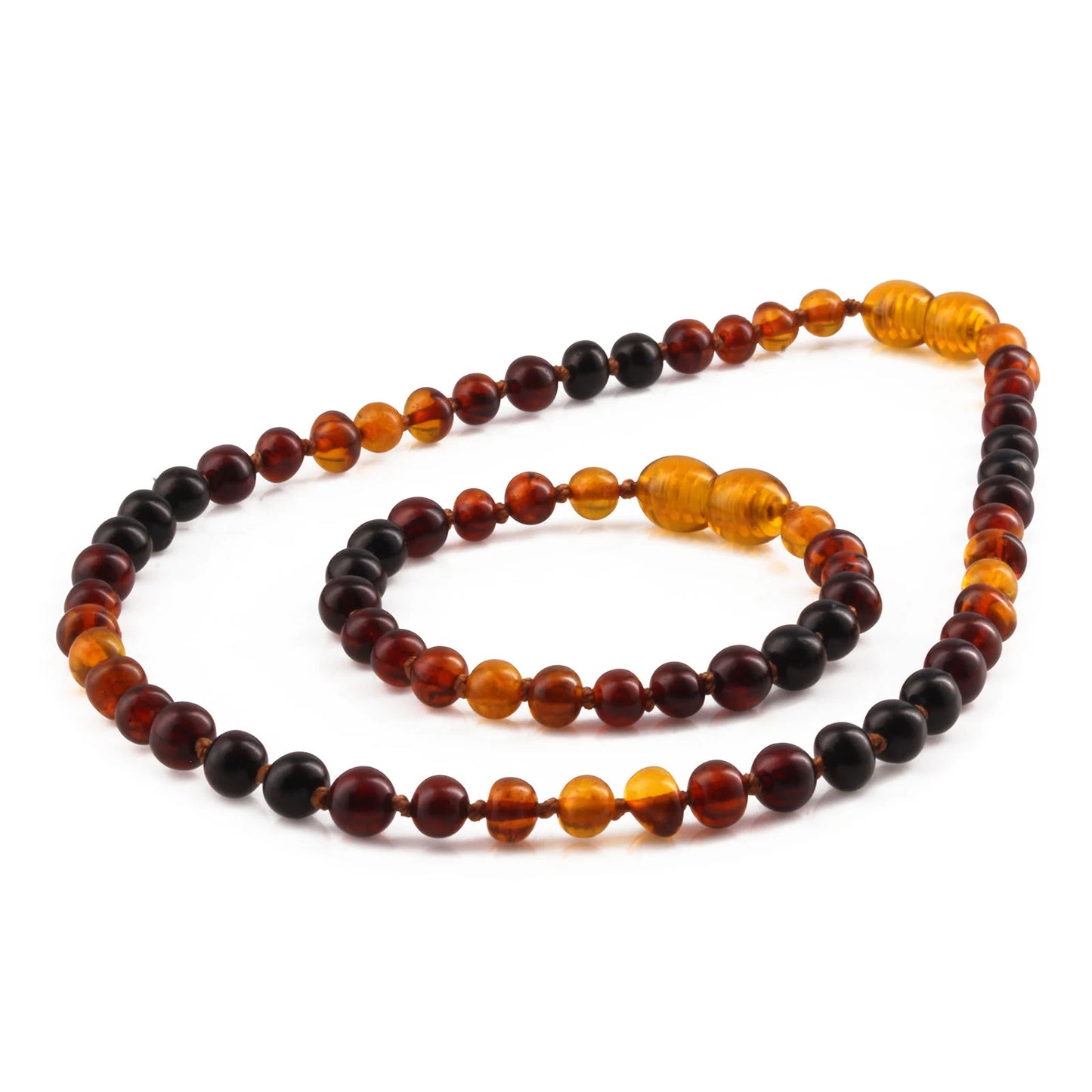 KALUNG & GELANG AMBER BAYI RAINBOW BROWN GLOSSY 32CM & 14CM. 5X5MM