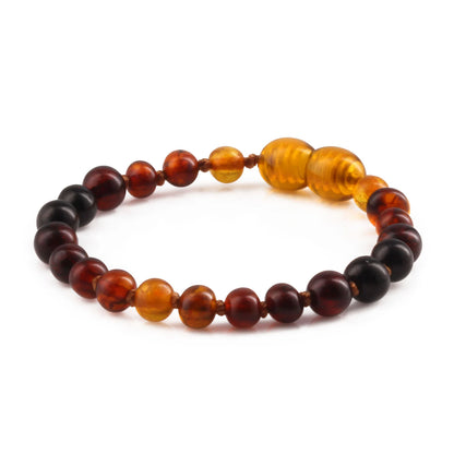 GELANG AMBER BAYI RAINBOW BROWN GLOSSY 14CM. 5X5MM