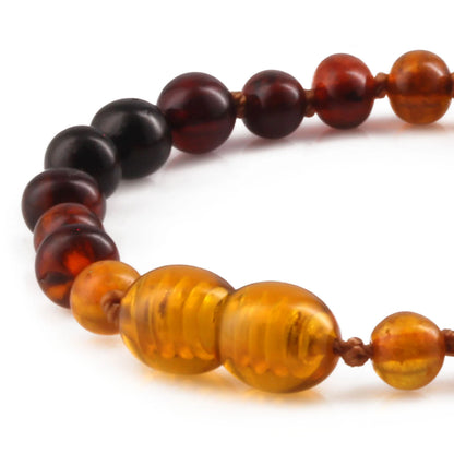 GELANG AMBER BAYI RAINBOW BROWN GLOSSY 14CM. 5X5MM