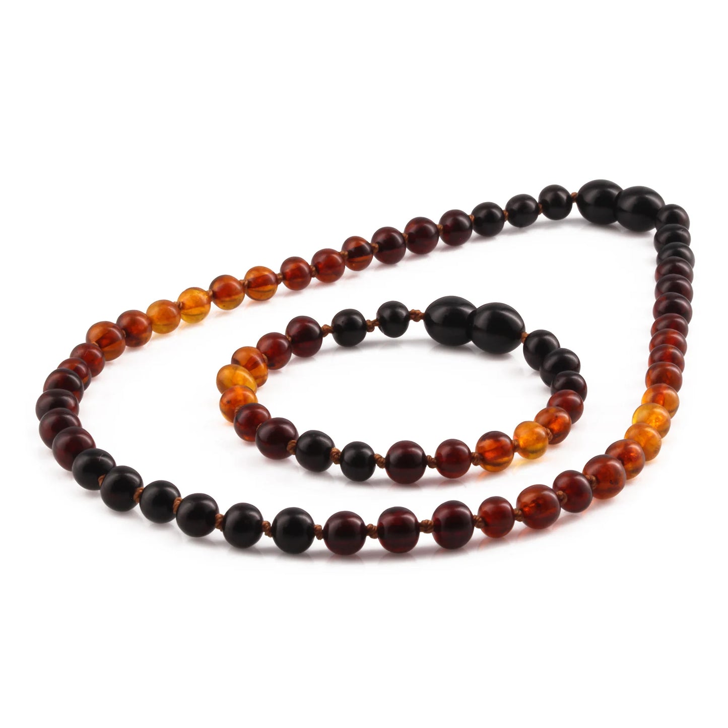 KALUNG & GELANG AMBER BAYI RAINBOW BROWN GLOSSY 32CM & 14CM. 5X5MM
