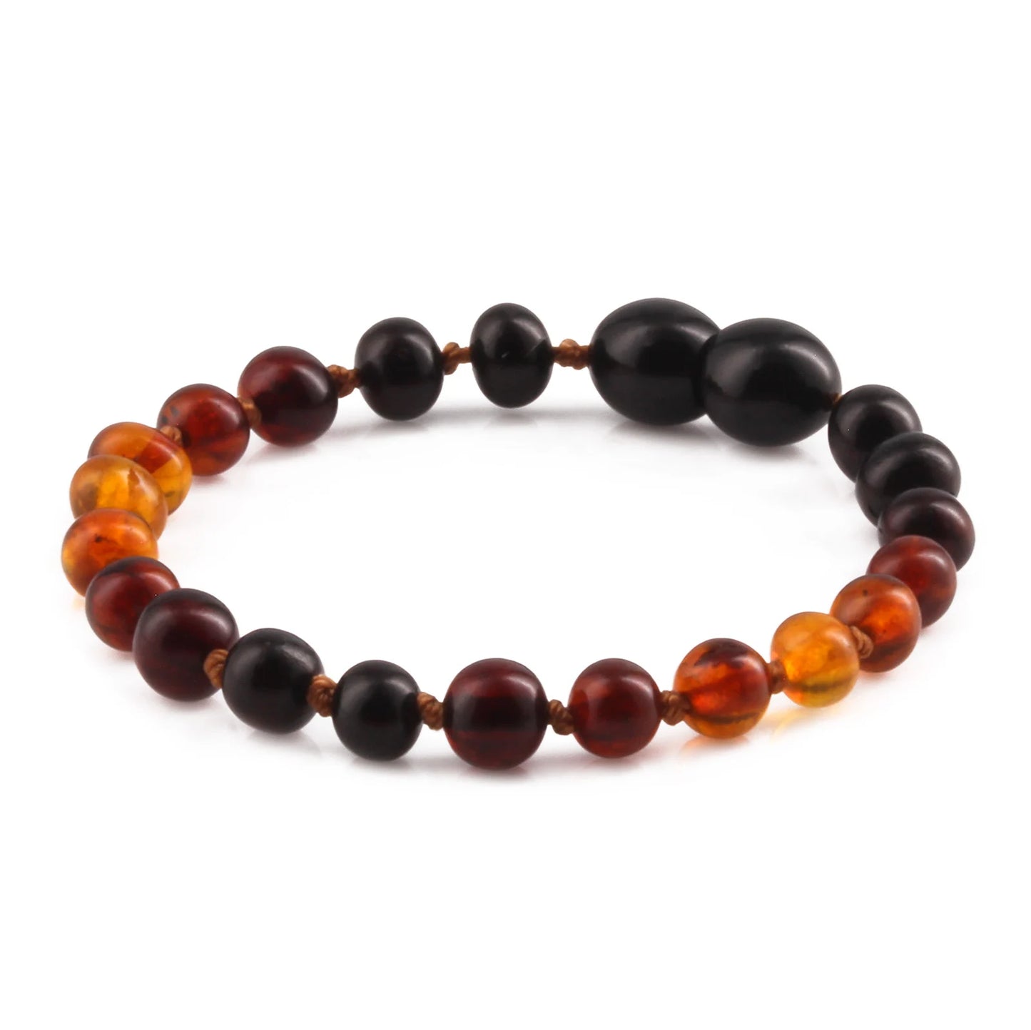 GELANG AMBER BAYI RAINBOW BROWN GLOSSY 14CM. 5X5MM