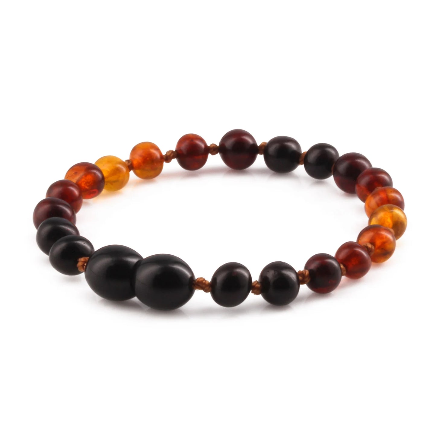 GELANG AMBER BAYI RAINBOW BROWN GLOSSY 14CM. 5X5MM