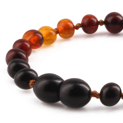 GELANG AMBER BAYI RAINBOW BROWN GLOSSY 14CM. 5X5MM