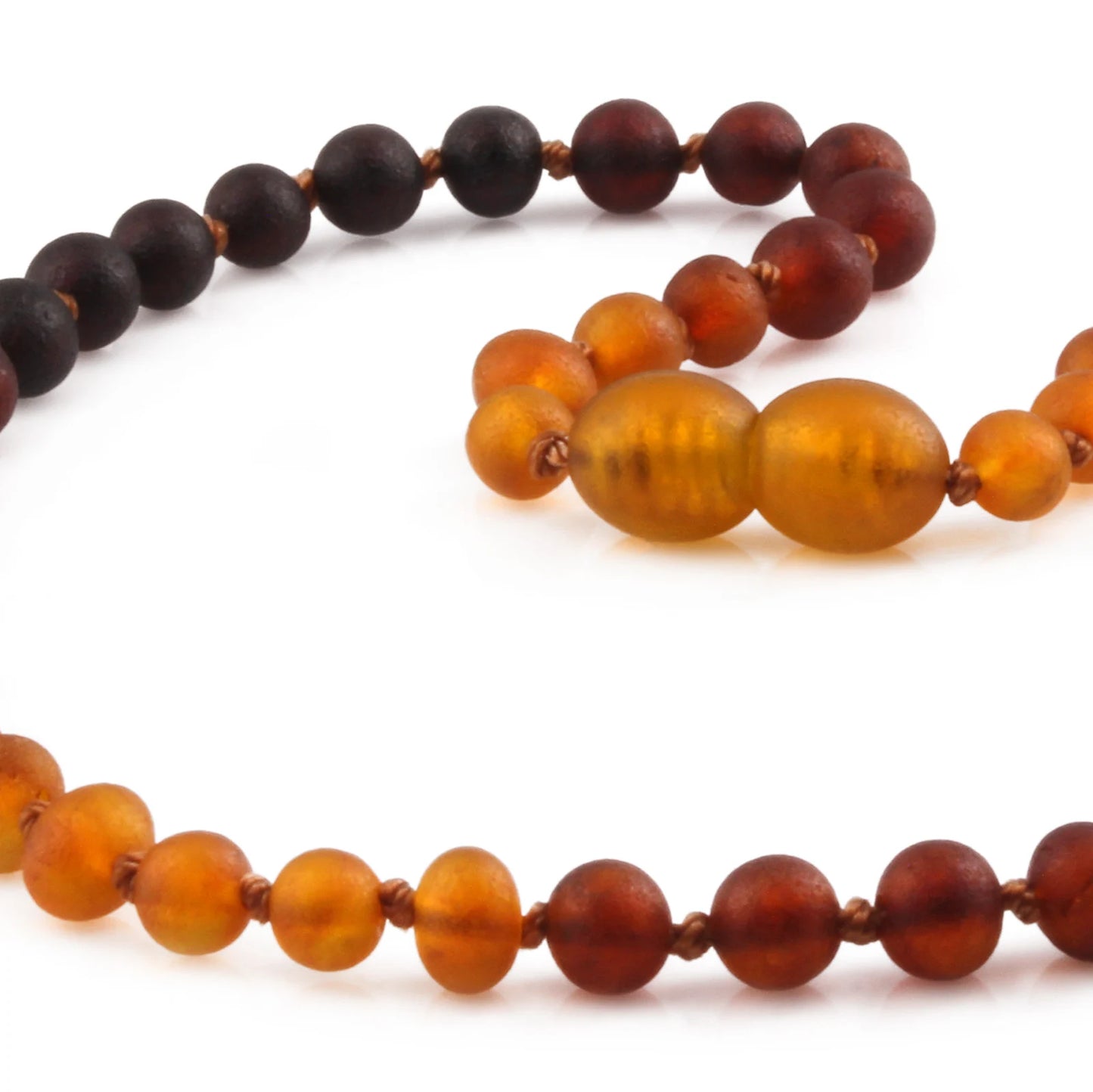 KALUNG AMBER BAYI RAINBOW BROWN MATTE 32CM. 5X5MM