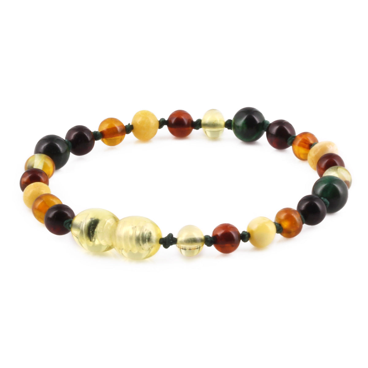 GELANG AMBER UNTUK DEWASA KOMBINASI GREEN TIGER EYE - BLE268