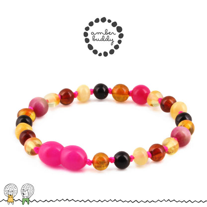 GELANG AMBER UNTUK DEWASA KOMBINASI PINK JADE - BLE261