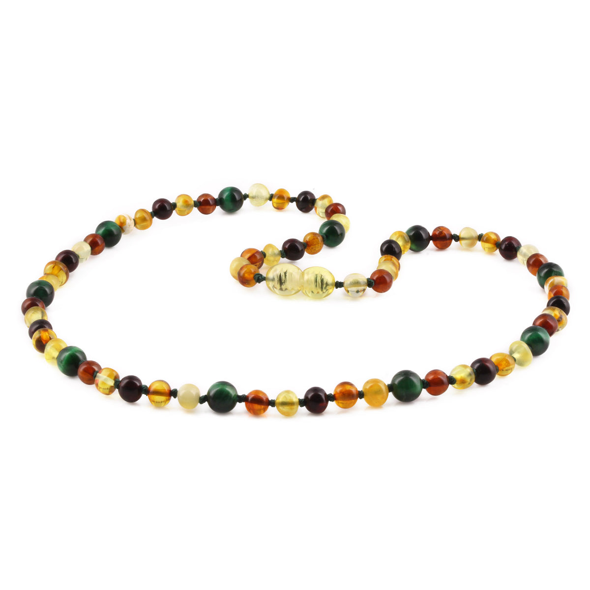 KALUNG DEWASA AMBER DENGAN GREEN TIGER EYE. BLE268