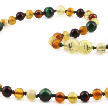 KALUNG DEWASA AMBER DENGAN GREEN TIGER EYE. BLE268