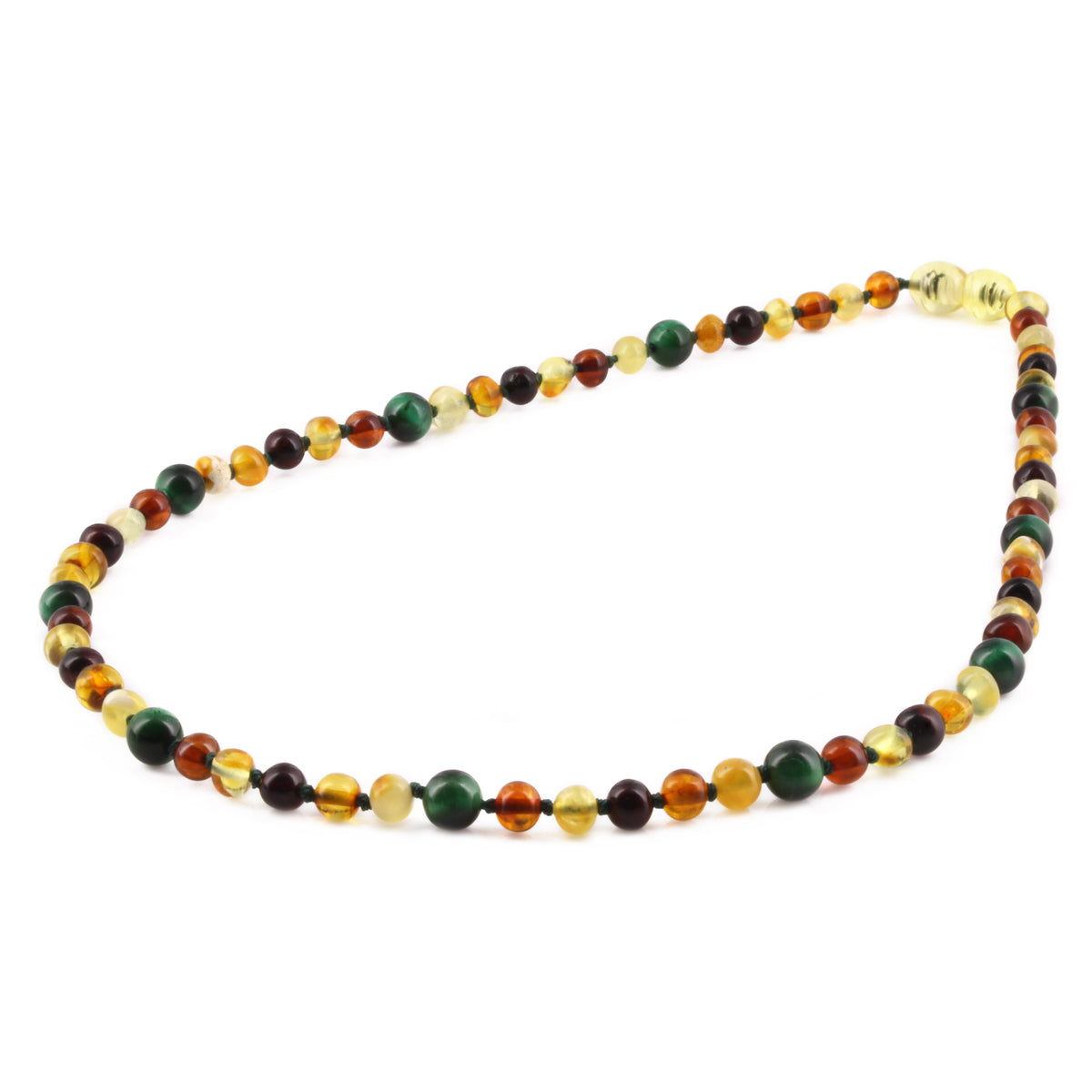 KALUNG DEWASA AMBER DENGAN GREEN TIGER EYE. BLE268