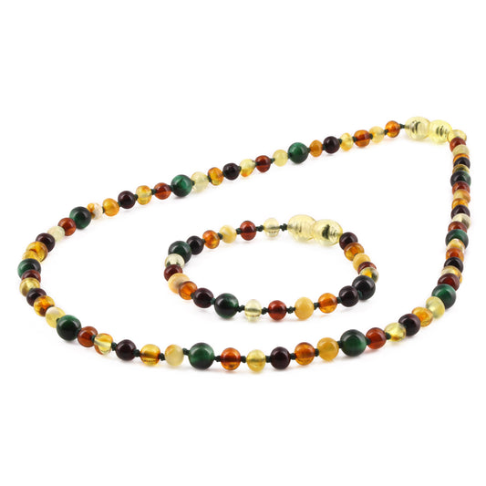 SET AMBER UNTUK DEWASA KOMBINASI GREEN TIGER EYE - BLE268