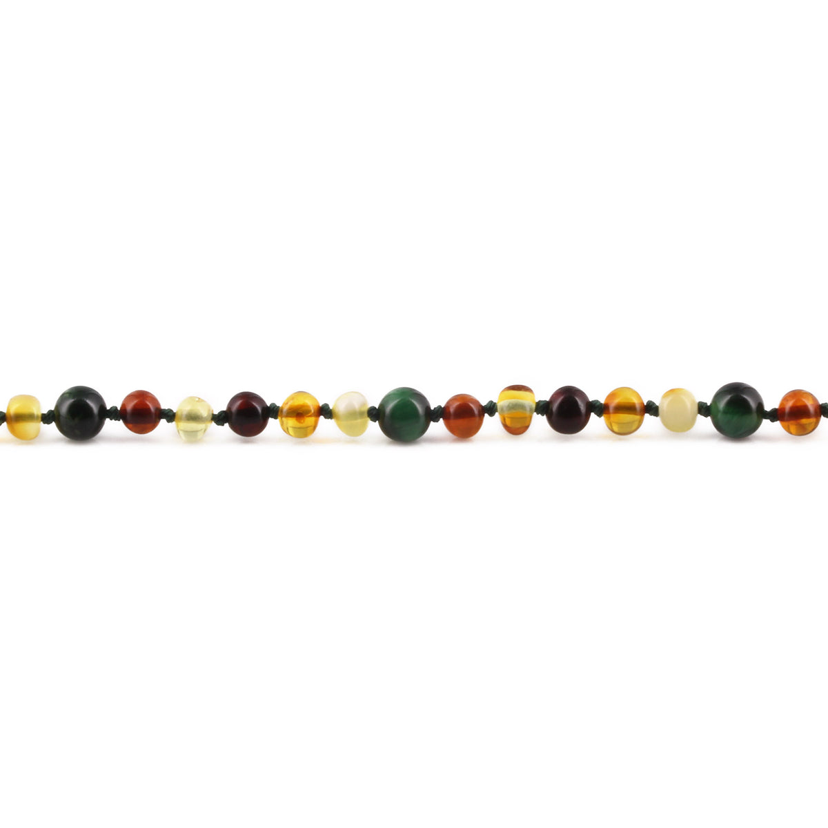 KALUNG DEWASA AMBER DENGAN GREEN TIGER EYE. BLE268