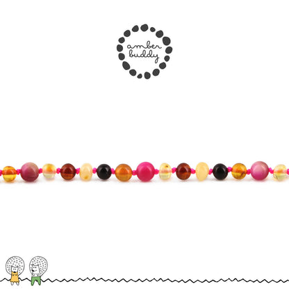 GELANG AMBER UNTUK DEWASA KOMBINASI PINK JADE - BLE261