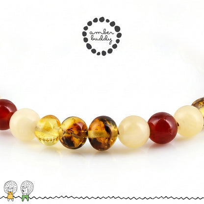 GELANG AMBER UNTUK DEWASA KOMBINASI RED AGATE, YELLOW JADE. BLE272