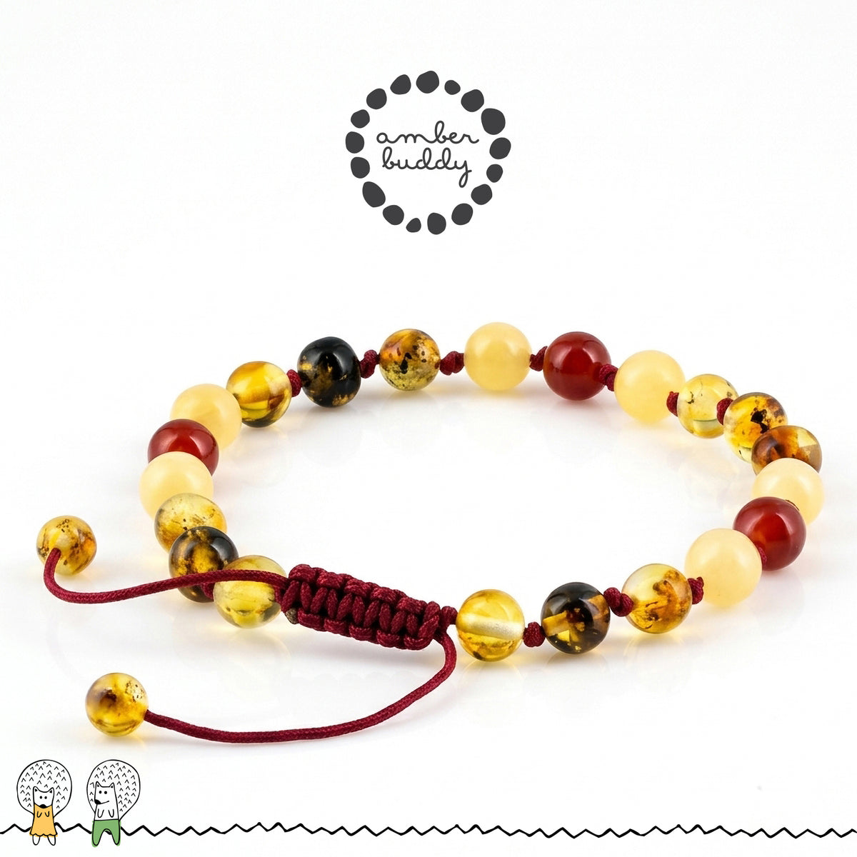 GELANG AMBER UNTUK DEWASA KOMBINASI RED AGATE, YELLOW JADE. BLE272