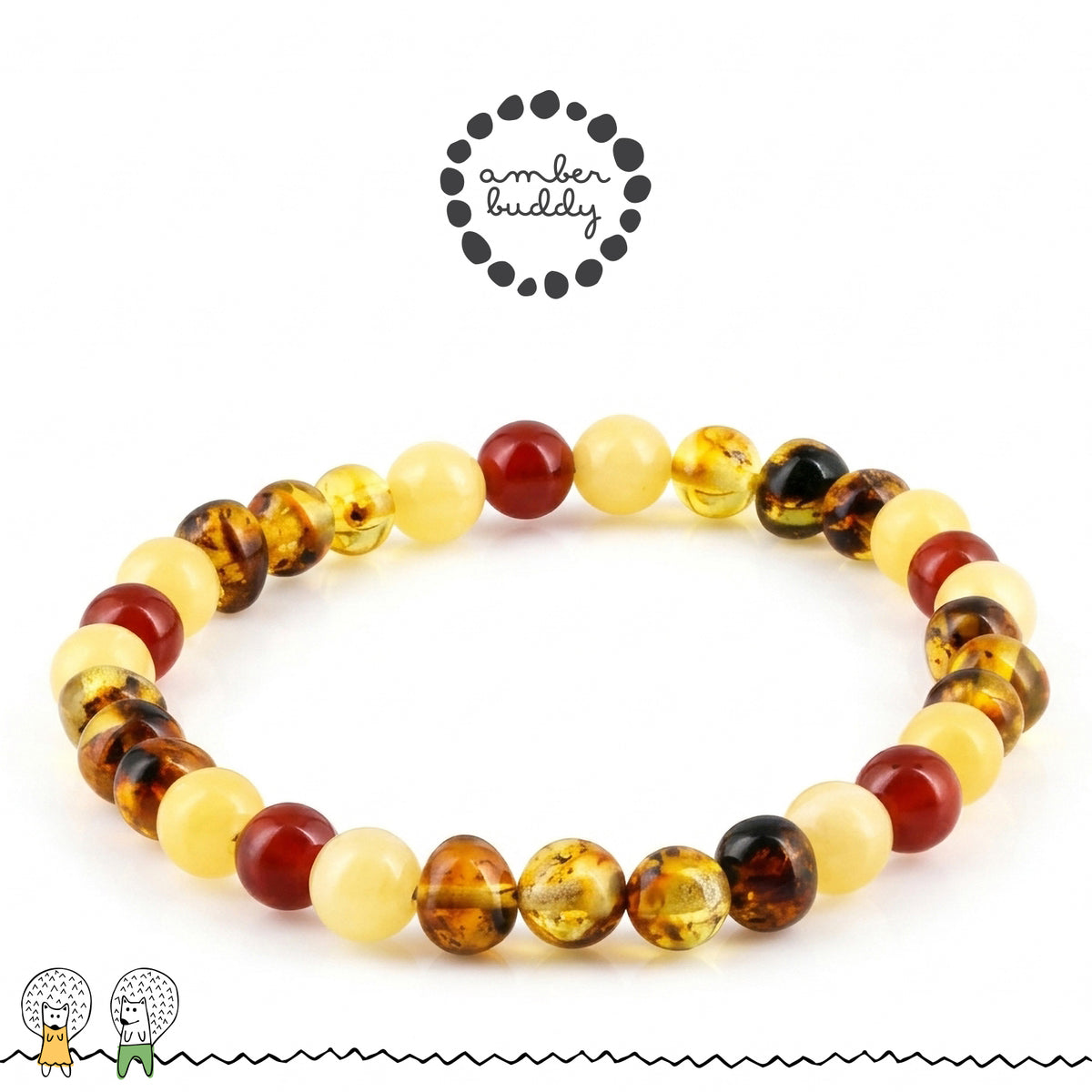 GELANG AMBER UNTUK DEWASA KOMBINASI RED AGATE, YELLOW JADE. BLE272