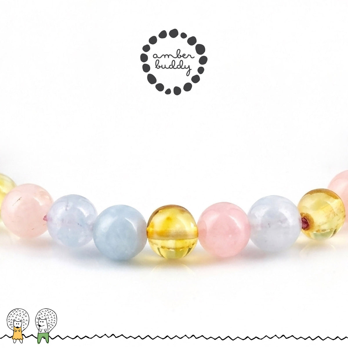 GELANG MORGANITE & BALTIC AMBER UNTUK DEWASA G01