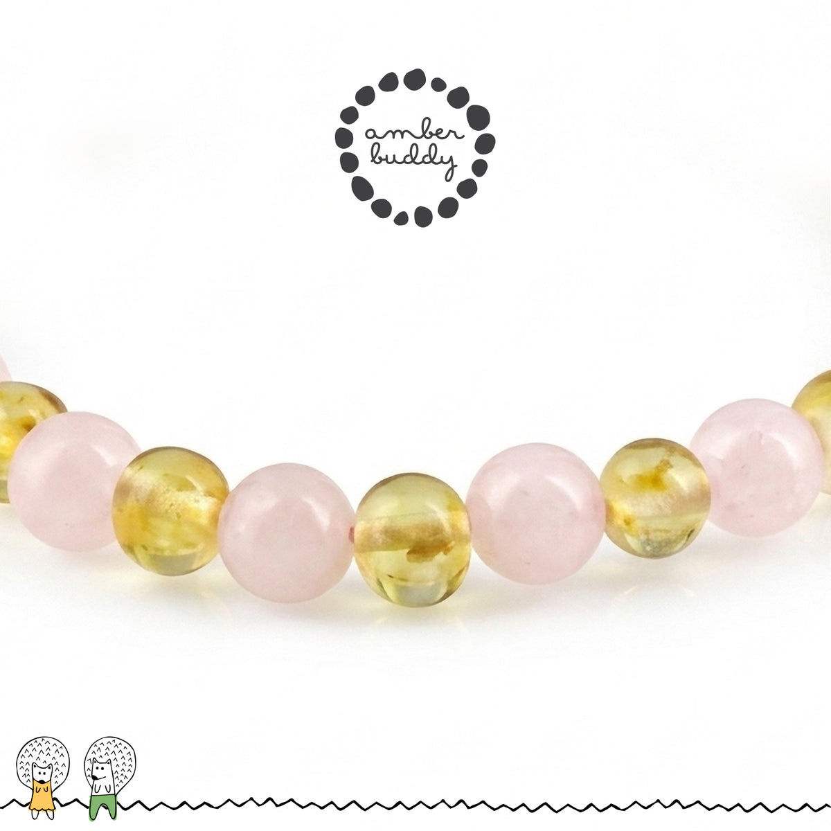 GELANG AMBER UNTUK DEWASA KOMBINASI ROSE QUARTZ. BLE271