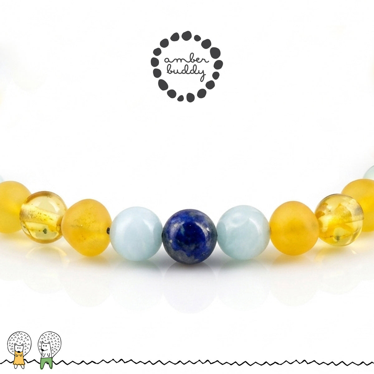 GELANG AMBER UNTUK DEWASA KOMBINASI SKY BLUE JADE & LAPIS LAZULI. BLE270
