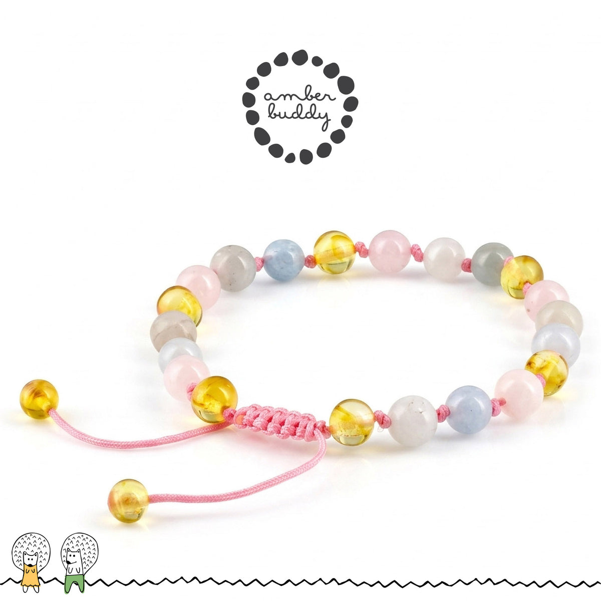 GELANG MORGANITE & BALTIC AMBER UNTUK DEWASA G01