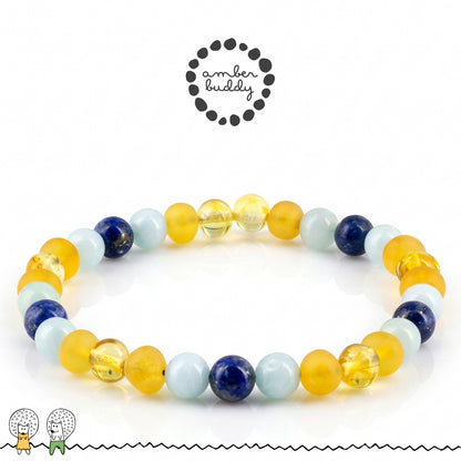 GELANG AMBER UNTUK DEWASA KOMBINASI SKY BLUE JADE & LAPIS LAZULI. BLE270