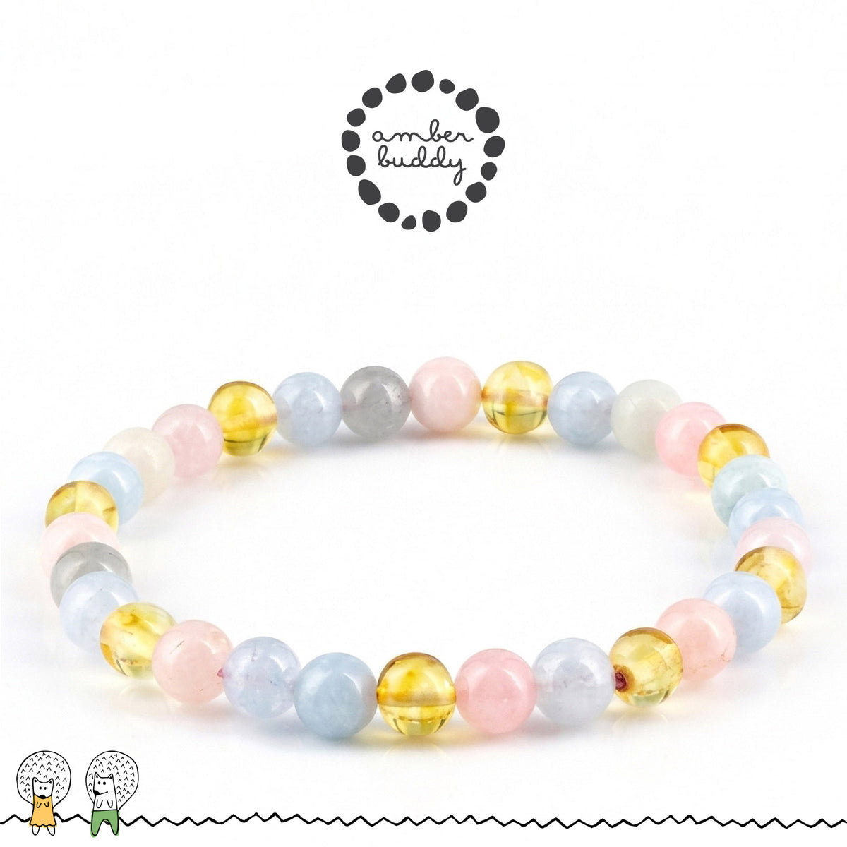 GELANG MORGANITE & BALTIC AMBER UNTUK DEWASA G01
