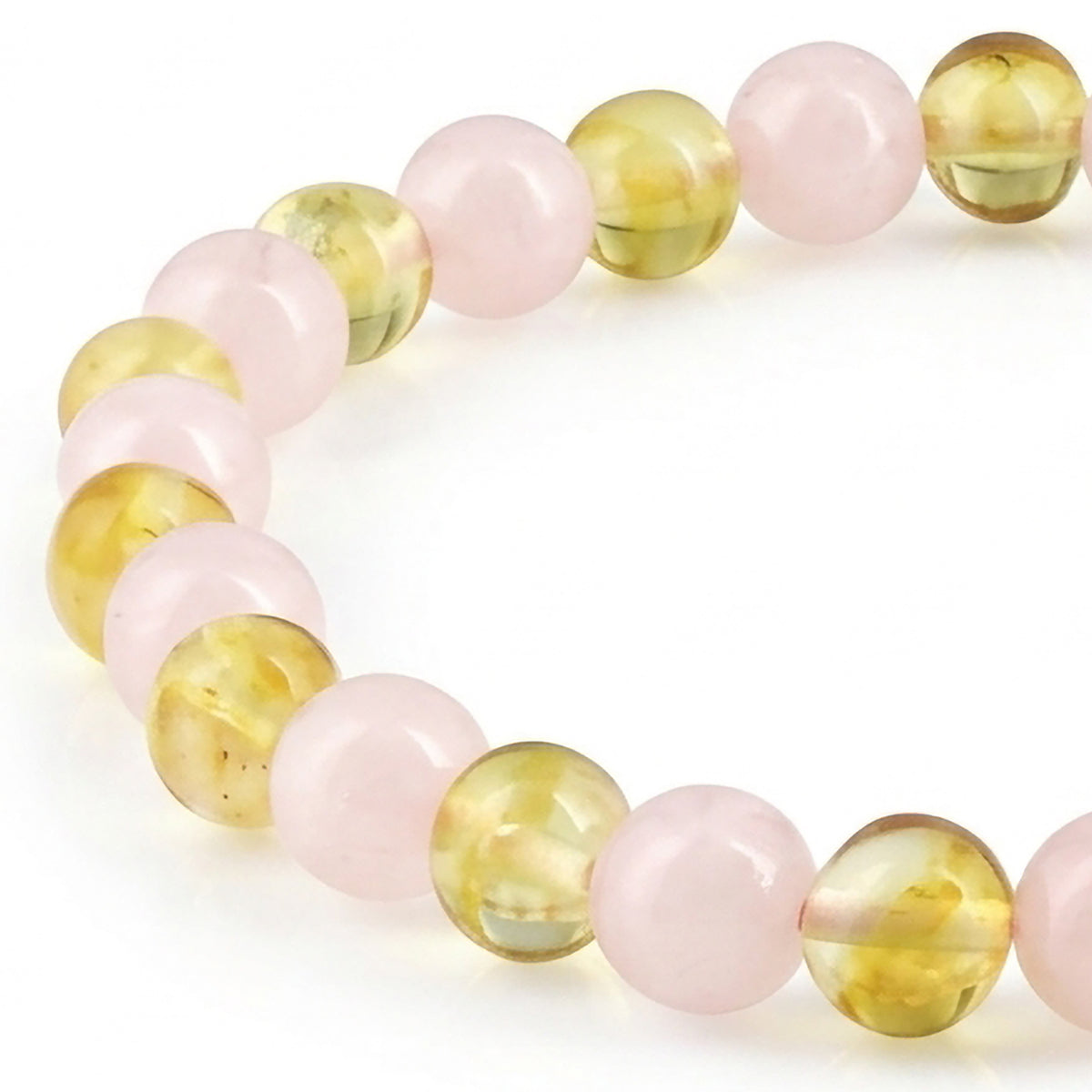 GELANG AMBER UNTUK DEWASA KOMBINASI ROSE QUARTZ. BLE271