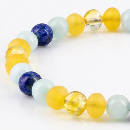 GELANG AMBER UNTUK DEWASA KOMBINASI SKY BLUE JADE & LAPIS LAZULI. BLE270