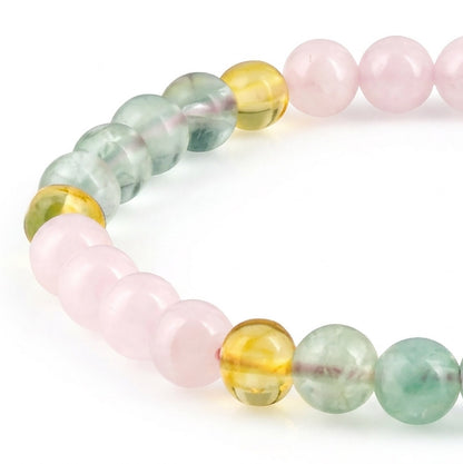 GELANG FLOURITE, ROSE QUARTZ & BALTIC AMBER UNTUK DEWASA G02