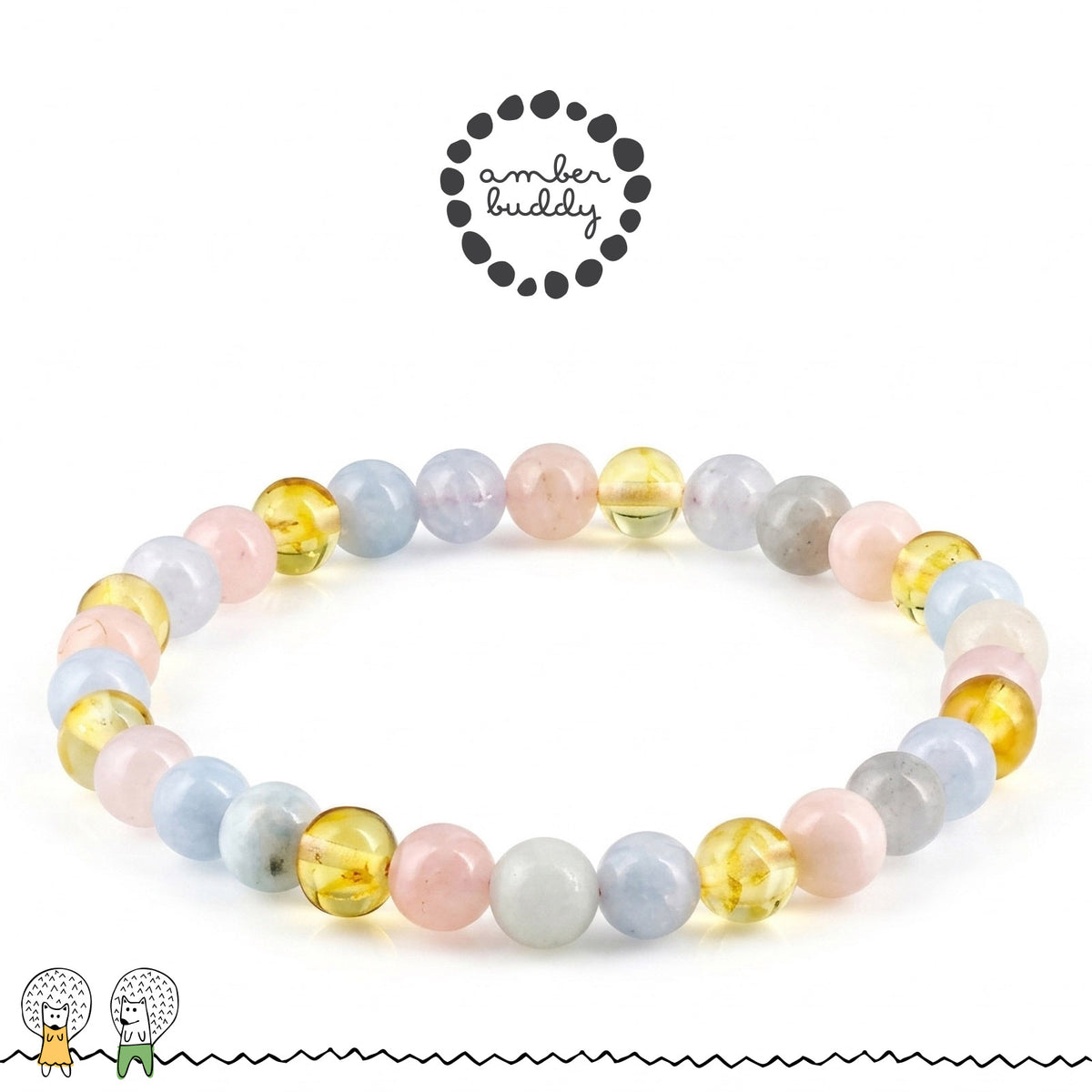 GELANG MORGANITE & BALTIC AMBER UNTUK DEWASA G01