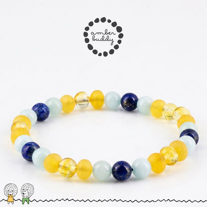 GELANG AMBER UNTUK DEWASA KOMBINASI SKY BLUE JADE & LAPIS LAZULI. BLE270