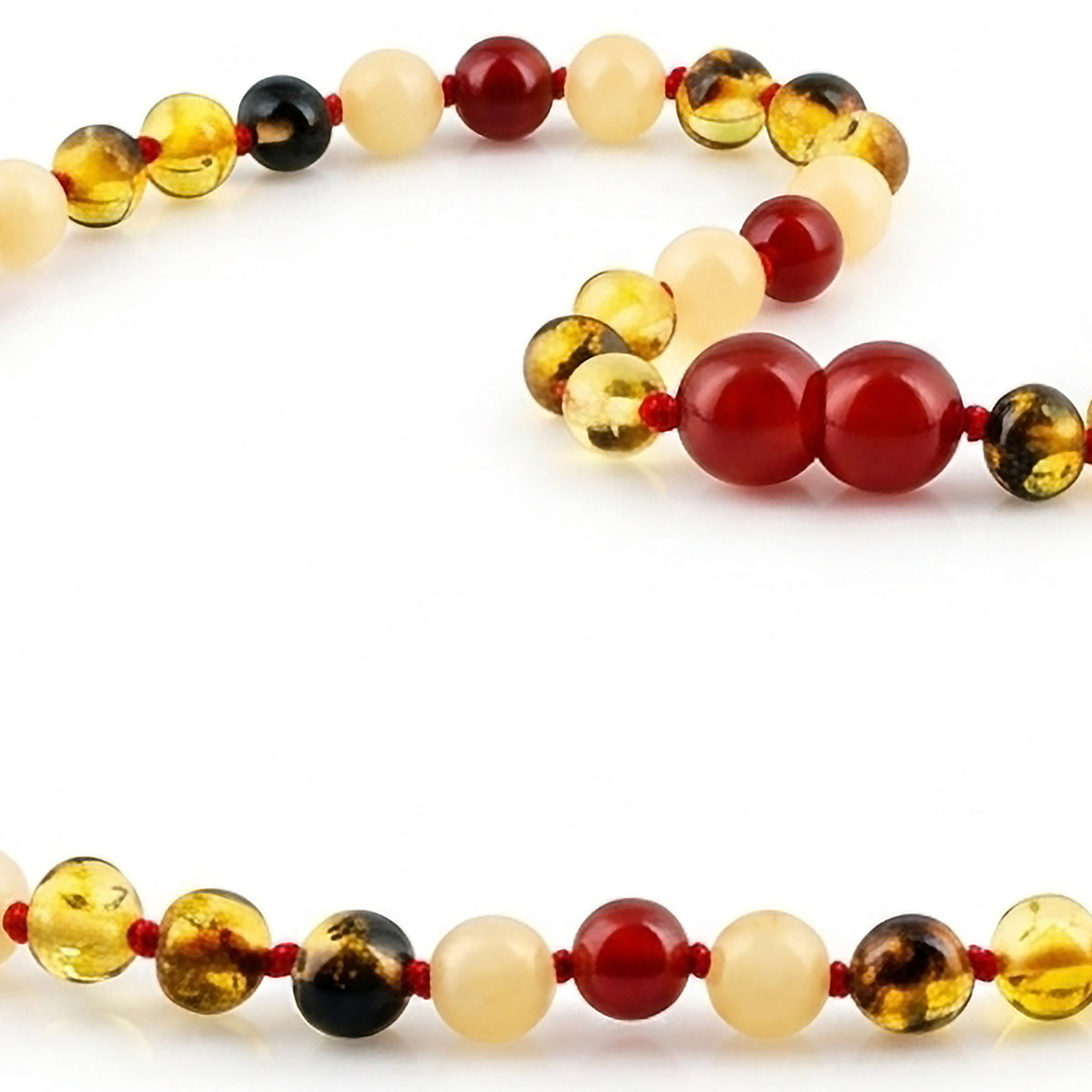 KALUNG DEWASA AMBER DENGAN RED AGATE, YELLOW JADE. BLE272