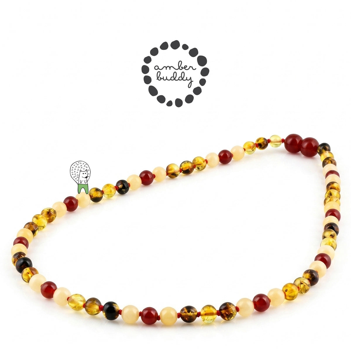 KALUNG DEWASA AMBER DENGAN RED AGATE, YELLOW JADE. BLE272