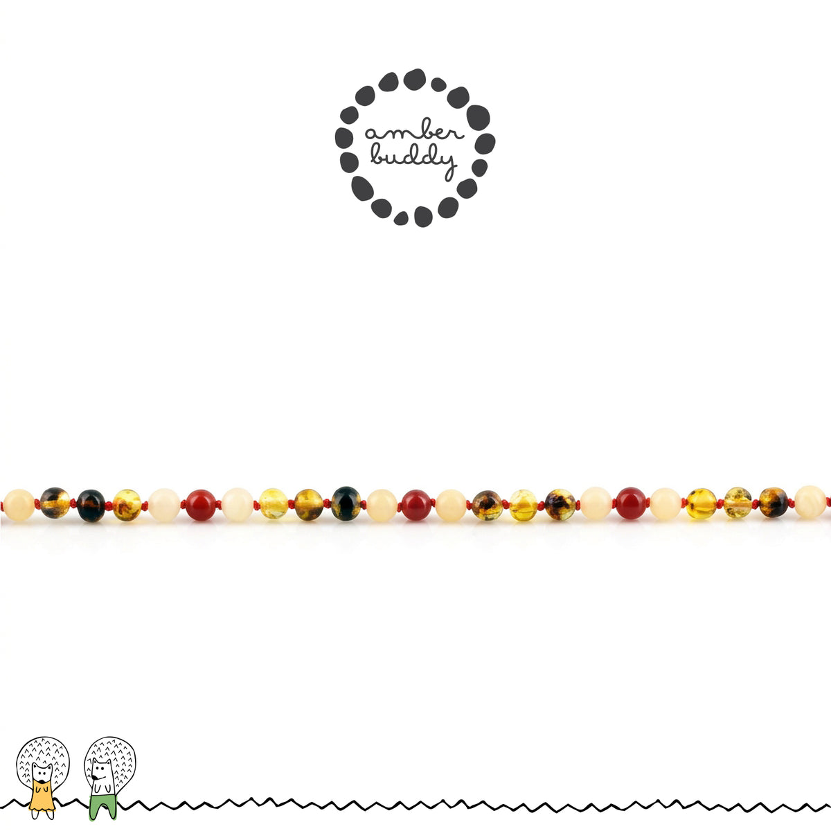 KALUNG DEWASA AMBER DENGAN RED AGATE, YELLOW JADE. BLE272