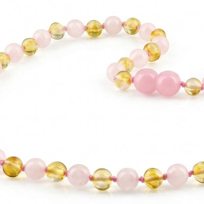 KALUNG DEWASA AMBER DENGAN  ROSE QUARTZ. BLE271