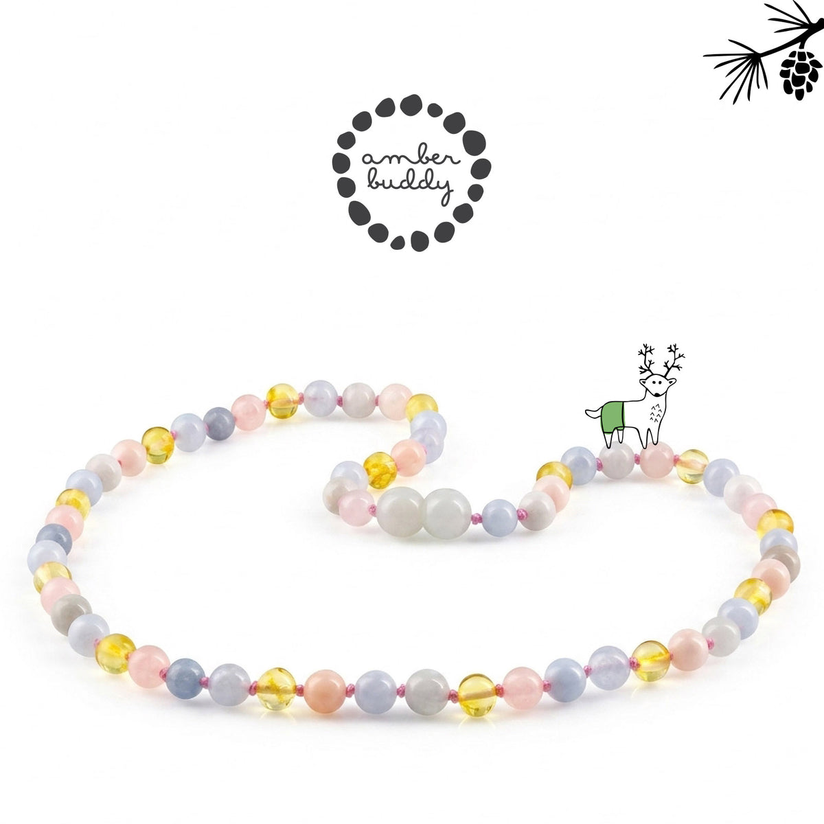 KALUNG MORGANITE & BALTIC AMBER UNTUK DEWASA G01