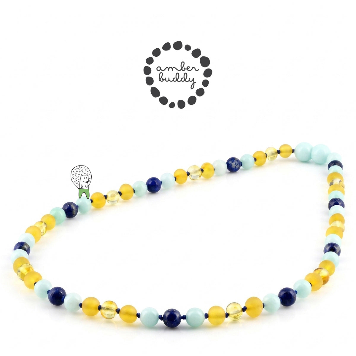 KALUNG DEWASA AMBER DENGAN SKY BLUE JADE & LAPIS LAZULI. BLE270