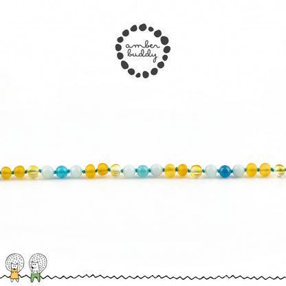 KALUNG DEWASA AMBER DENGAN SKY BLUE JADE & BLUE LACE AGATE. BLE269