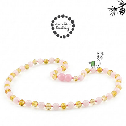 KALUNG DEWASA AMBER DENGAN  ROSE QUARTZ. BLE271