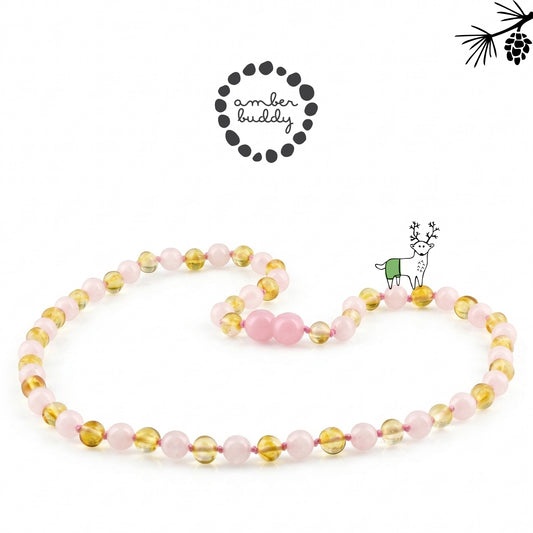 KALUNG DEWASA AMBER DENGAN  ROSE QUARTZ. BLE271