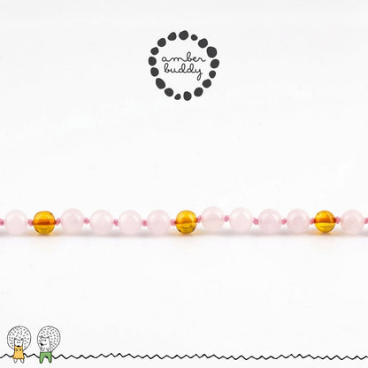 KALUNG ROSE QUARTZ & BALTIC AMBER UNTUK DEWASA G03