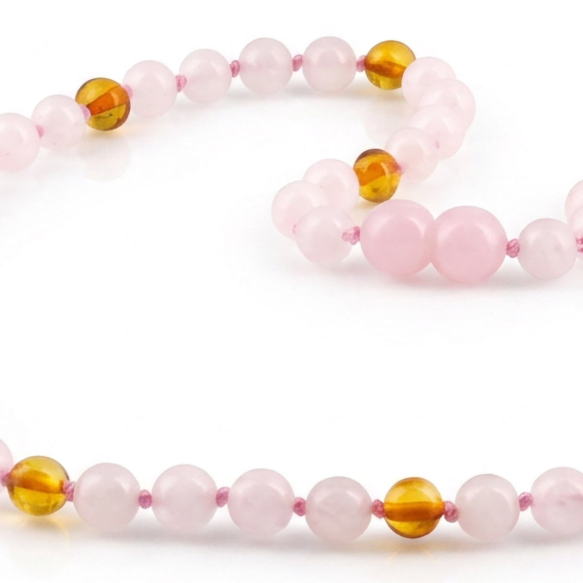 KALUNG ROSE QUARTZ & BALTIC AMBER UNTUK DEWASA G03