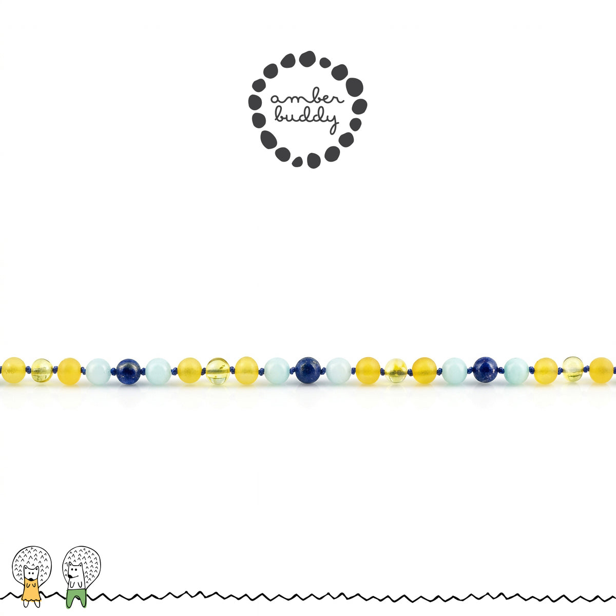 KALUNG DEWASA AMBER DENGAN SKY BLUE JADE & LAPIS LAZULI. BLE270