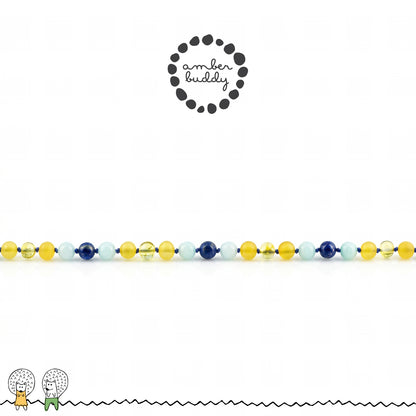 KALUNG DEWASA AMBER DENGAN SKY BLUE JADE & LAPIS LAZULI. BLE270