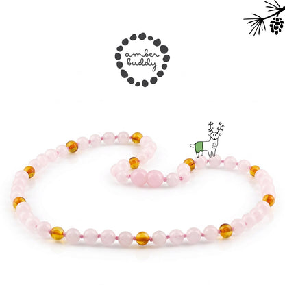 KALUNG ROSE QUARTZ & BALTIC AMBER UNTUK DEWASA G03