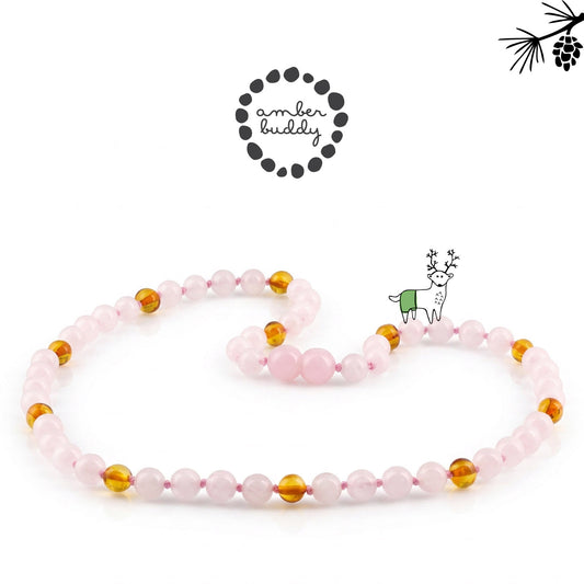 KALUNG ROSE QUARTZ & BALTIC AMBER UNTUK DEWASA G03